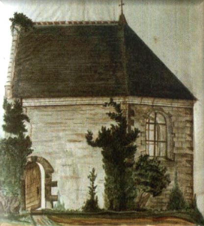 Plan d’élévation de la Chapelle de la Garnison Dessiné et peint par un François Bernard de la Montéguère couvreur de la paroisse.