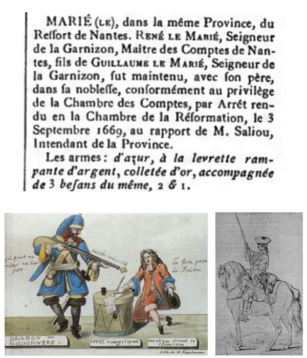 Titre de noblesse de la famille LEMARIE et représentations de